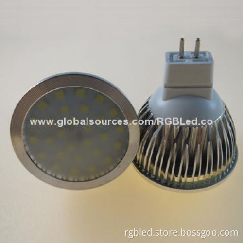 GU10/MR16/E27 Bulb with 24pcs 5050SMD LED, 3.5W and 350lm, 120 Degrees, Aluminum Material